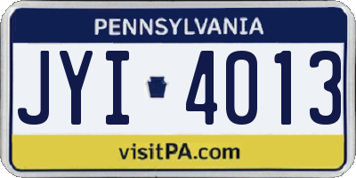 PA license plate JYI4013
