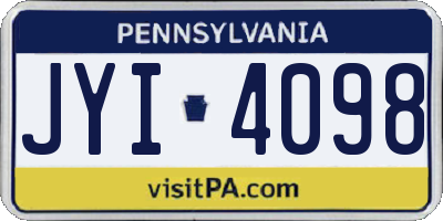 PA license plate JYI4098