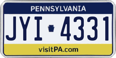 PA license plate JYI4331