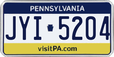 PA license plate JYI5204