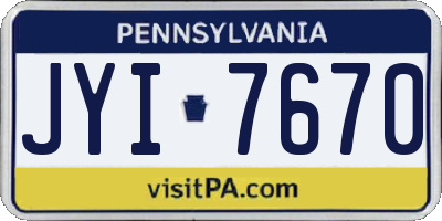 PA license plate JYI7670