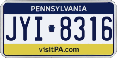 PA license plate JYI8316
