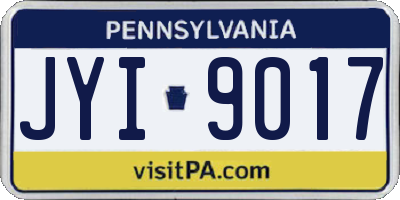 PA license plate JYI9017