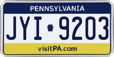 PA license plate JYI9203