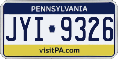 PA license plate JYI9326