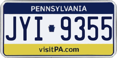 PA license plate JYI9355