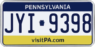 PA license plate JYI9398