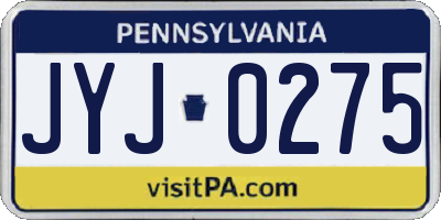 PA license plate JYJ0275