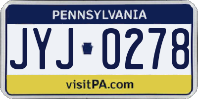 PA license plate JYJ0278