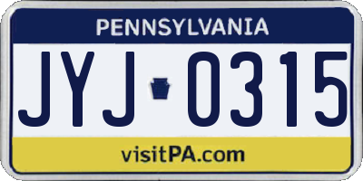 PA license plate JYJ0315