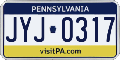 PA license plate JYJ0317