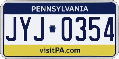 PA license plate JYJ0354