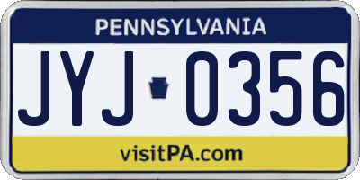 PA license plate JYJ0356