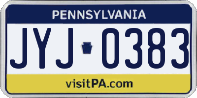 PA license plate JYJ0383