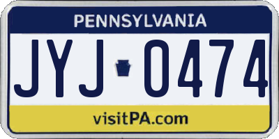 PA license plate JYJ0474