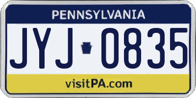 PA license plate JYJ0835