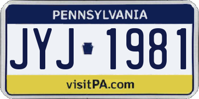 PA license plate JYJ1981