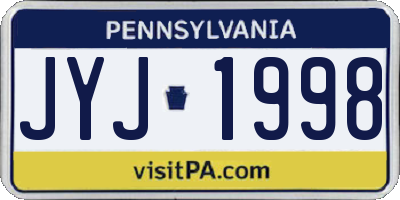 PA license plate JYJ1998