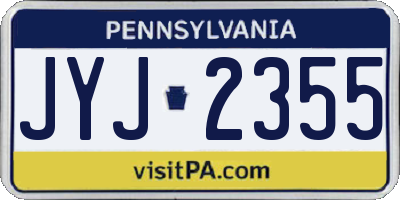 PA license plate JYJ2355