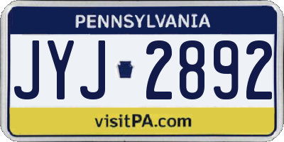 PA license plate JYJ2892