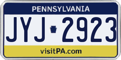 PA license plate JYJ2923