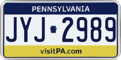 PA license plate JYJ2989