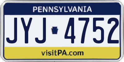 PA license plate JYJ4752