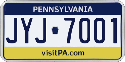 PA license plate JYJ7001