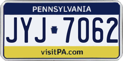 PA license plate JYJ7062