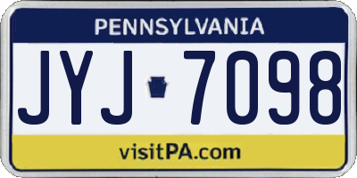 PA license plate JYJ7098