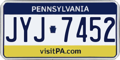 PA license plate JYJ7452