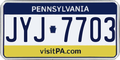 PA license plate JYJ7703