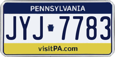 PA license plate JYJ7783