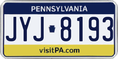 PA license plate JYJ8193