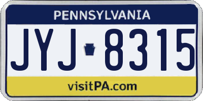 PA license plate JYJ8315