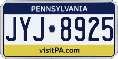 PA license plate JYJ8925