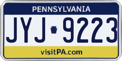 PA license plate JYJ9223