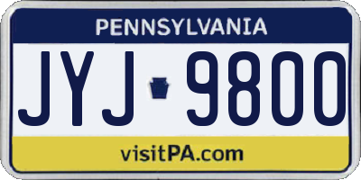 PA license plate JYJ9800