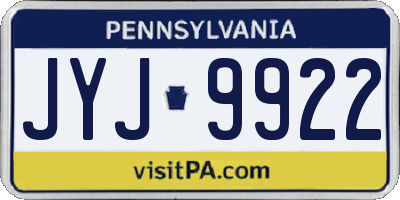 PA license plate JYJ9922