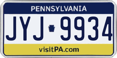 PA license plate JYJ9934