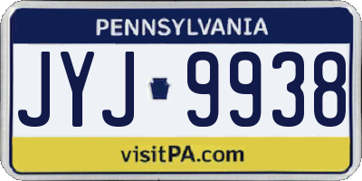 PA license plate JYJ9938