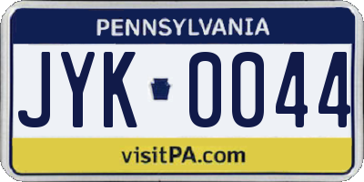 PA license plate JYK0044