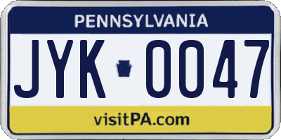PA license plate JYK0047