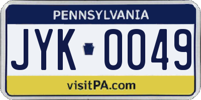 PA license plate JYK0049