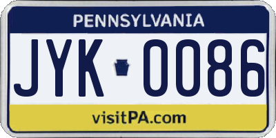 PA license plate JYK0086