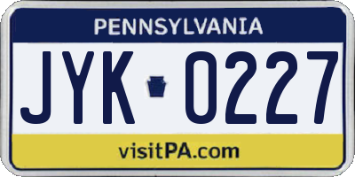 PA license plate JYK0227