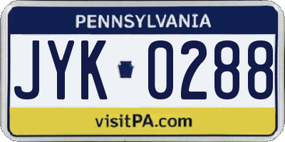 PA license plate JYK0288