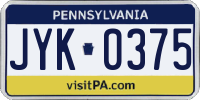 PA license plate JYK0375