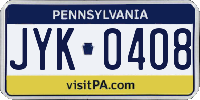PA license plate JYK0408