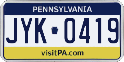 PA license plate JYK0419